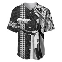 Hawaii Molokai Island Baseball Jersey Hawaiian King and Kakau Symbols Abstract Shoulder Tattoo LT03 Black - Polynesian Pride