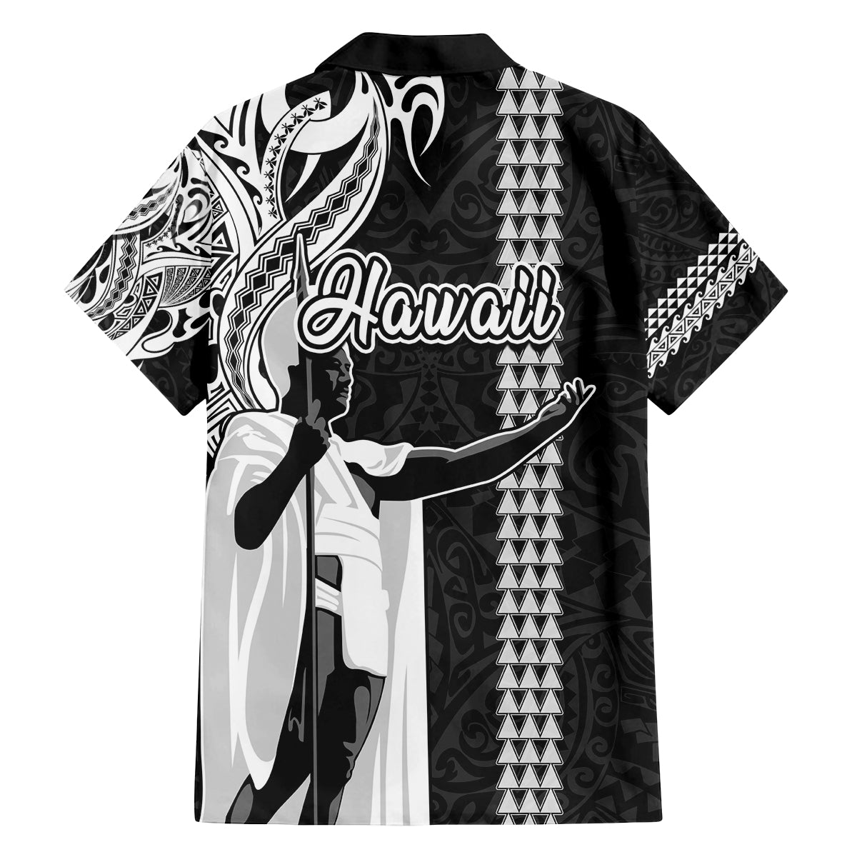 Hawaii Molokai Island Family Matching Summer Maxi Dress and Hawaiian Shirt Hawaiian King and Kakau Symbols Abstract Shoulder Tattoo LT03 - Polynesian Pride