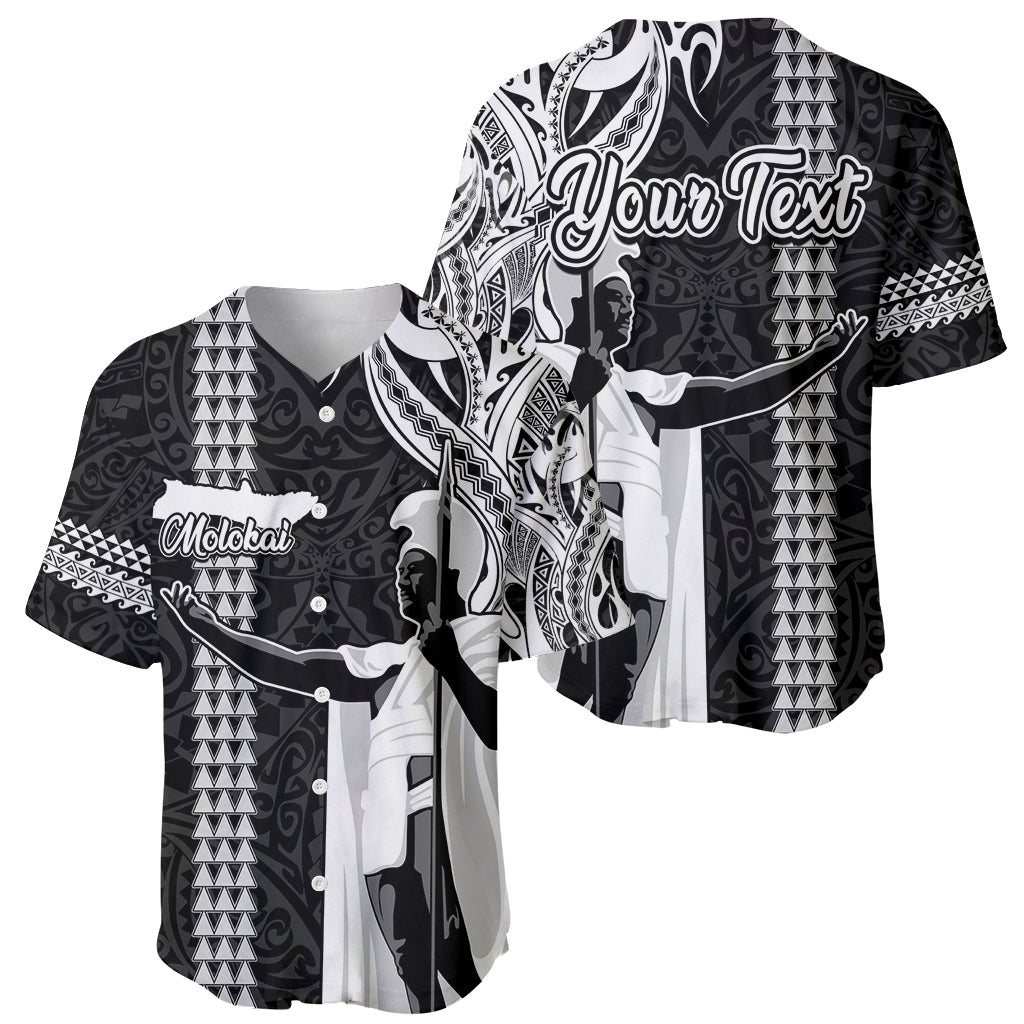 Custom Hawaii Molokai Island Baseball Jersey Hawaiian King and Kakau Symbols Abstract Shoulder Tattoo LT03 - Polynesian Pride