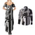 Custom Hawaii Molokai Island Couples Matching Summer Maxi Dress and Long Sleeve Button Shirts Hawaiian King and Kakau Symbols Abstract Shoulder Tattoo LT03 - Polynesian Pride