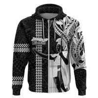 Custom Hawaii Molokai Island Hoodie Hawaiian King and Kakau Symbols Abstract Shoulder Tattoo LT03 Zip Hoodie Black - Polynesian Pride