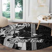 Custom Hawaii Molokai Island Round Carpet Hawaiian King and Kakau Symbols Abstract Shoulder Tattoo LT03 - Polynesian Pride