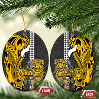 Custom Niihau Lanai Island Ceramic Ornament Hawaiian Warrior and Kakau Symbols Abstract Tattoo LT03 - Polynesian Pride