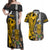 Custom Hawaii Niihau Island Couples Matching Off Shoulder Maxi Dress and Hawaiian Shirt Hawaiian Warrior and Kakau Symbols Abstract Tattoo LT03 Yellow - Polynesian Pride