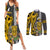 Custom Hawaii Niihau Island Couples Matching Summer Maxi Dress and Long Sleeve Button Shirts Hawaiian Warrior and Kakau Symbols Abstract Tattoo LT03 Yellow - Polynesian Pride