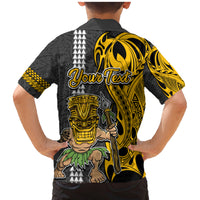 Custom Hawaii Niihau Island Family Matching Mermaid Dress and Hawaiian Shirt Hawaiian Warrior and Kakau Symbols Abstract Tattoo LT03 - Polynesian Pride
