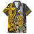 Custom Hawaii Niihau Island Family Matching Off Shoulder Long Sleeve Dress and Hawaiian Shirt Hawaiian Warrior and Kakau Symbols Abstract Tattoo LT03 Dad's Shirt - Short Sleeve Yellow - Polynesian Pride