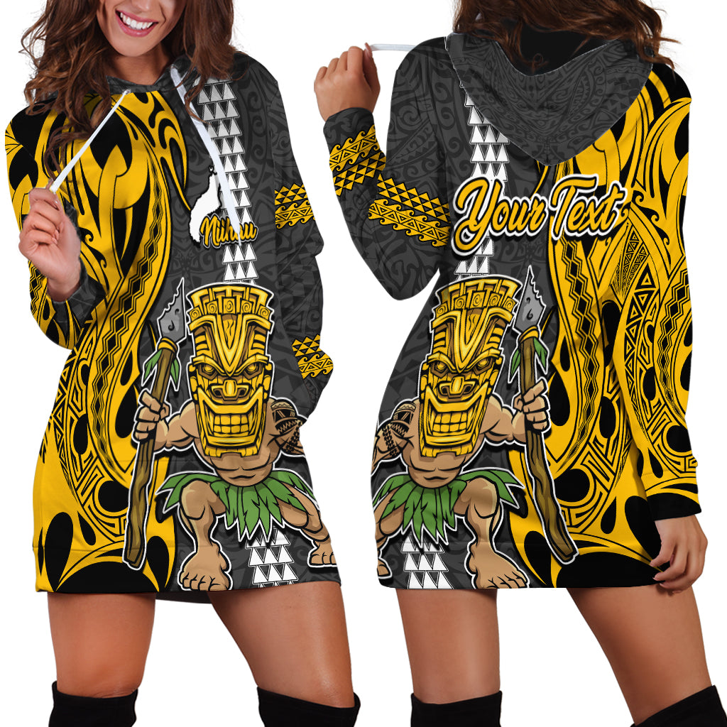 Custom Hawaii Niihau Island Hoodie Dress Hawaiian Warrior and Kakau Symbols Abstract Tattoo LT03 - Polynesian Pride
