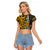 Custom Hawaii Niihau Island Raglan Cropped T Shirt Hawaiian Warrior and Kakau Symbols Abstract Tattoo LT03 Female Yellow - Polynesian Pride