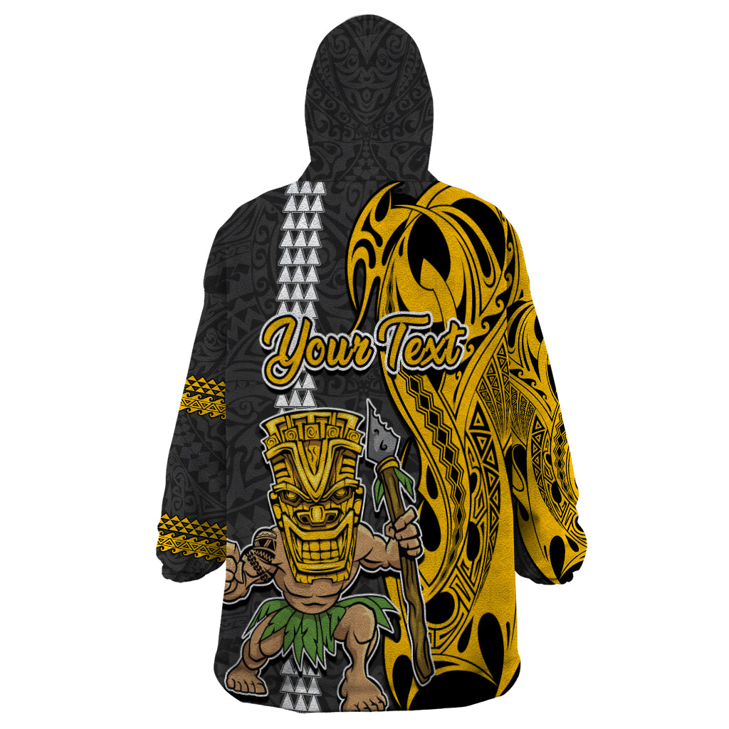Custom Hawaii Niihau Island Wearable Blanket Hoodie Hawaiian Warrior and Kakau Symbols Abstract Tattoo LT03 - Polynesian Pride