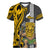 Custom Hawaii Niihau Island Women V Neck T Shirt Hawaiian Warrior and Kakau Symbols Abstract Tattoo LT03 Female Yellow - Polynesian Pride