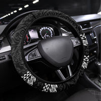 Hawaii Niihau Island Steering Wheel Cover Hawaiian King and Kakau Symbols Abstract Shoulder Tattoo