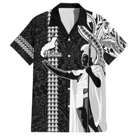 Custom Hawaii Niihau Island Family Matching Long Sleeve Bodycon Dress and Hawaiian Shirt Hawaiian King and Kakau Symbols Abstract Shoulder Tattoo LT03 Dad's Shirt - Short Sleeve Black - Polynesian Pride
