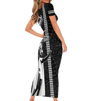 Custom Hawaii Niihau Island Short Sleeve Bodycon Dress Hawaiian King and Kakau Symbols Abstract Shoulder Tattoo LT03 - Polynesian Pride