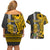 Custom Hawaii Oahu Island Couples Matching Off Shoulder Short Dress and Hawaiian Shirt Hawaiian Warrior and Kakau Symbols Abstract Tattoo LT03 - Polynesian Pride