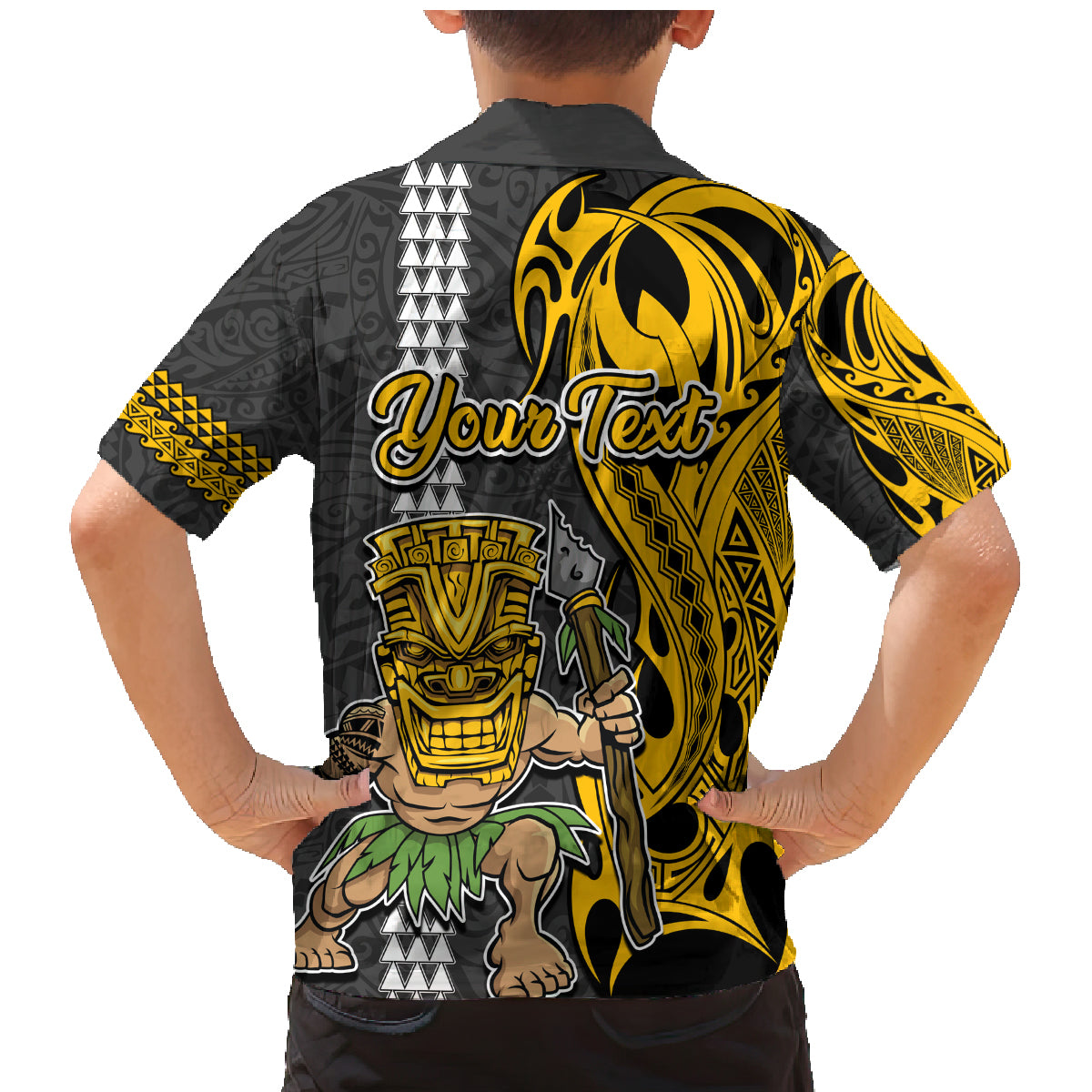 Custom Hawaii Oahu Island Family Matching Mermaid Dress and Hawaiian Shirt Hawaiian Warrior and Kakau Symbols Abstract Tattoo LT03 - Polynesian Pride