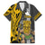 Custom Hawaii Oahu Island Family Matching Off Shoulder Maxi Dress and Hawaiian Shirt Hawaiian Warrior and Kakau Symbols Abstract Tattoo LT03 Dad's Shirt - Short Sleeve Yellow - Polynesian Pride