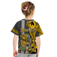 Custom Hawaii Oahu Island Kid T Shirt Hawaiian Warrior and Kakau Symbols Abstract Tattoo LT03 - Polynesian Pride
