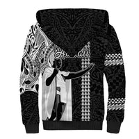 Hawaii Oahu Island Sherpa Hoodie Hawaiian King and Kakau Symbols Abstract Shoulder Tattoo LT03 - Polynesian Pride