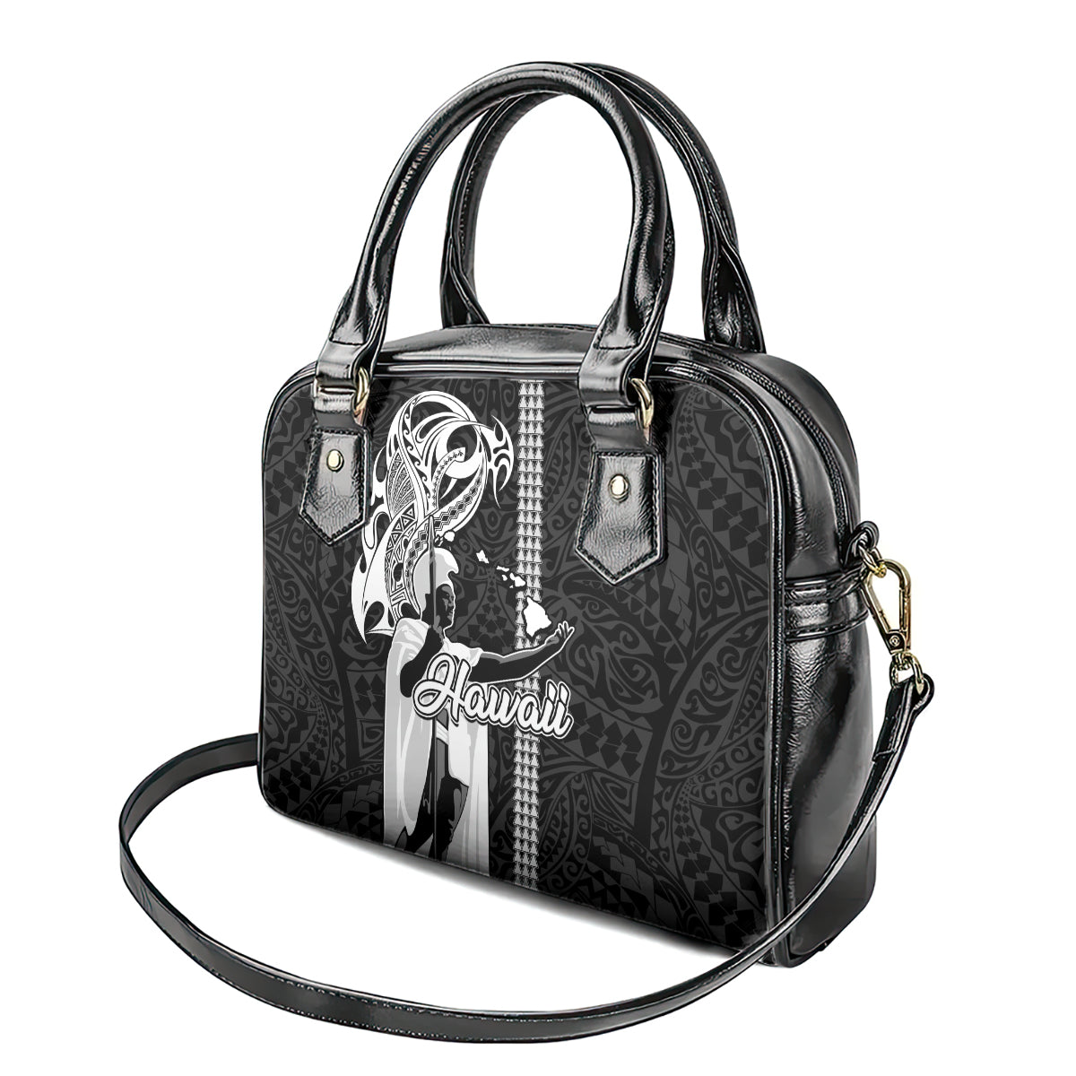 Hawaii Oahu Island Shoulder Handbag Hawaiian King and Kakau Symbols Abstract Shoulder Tattoo LT03 - Polynesian Pride