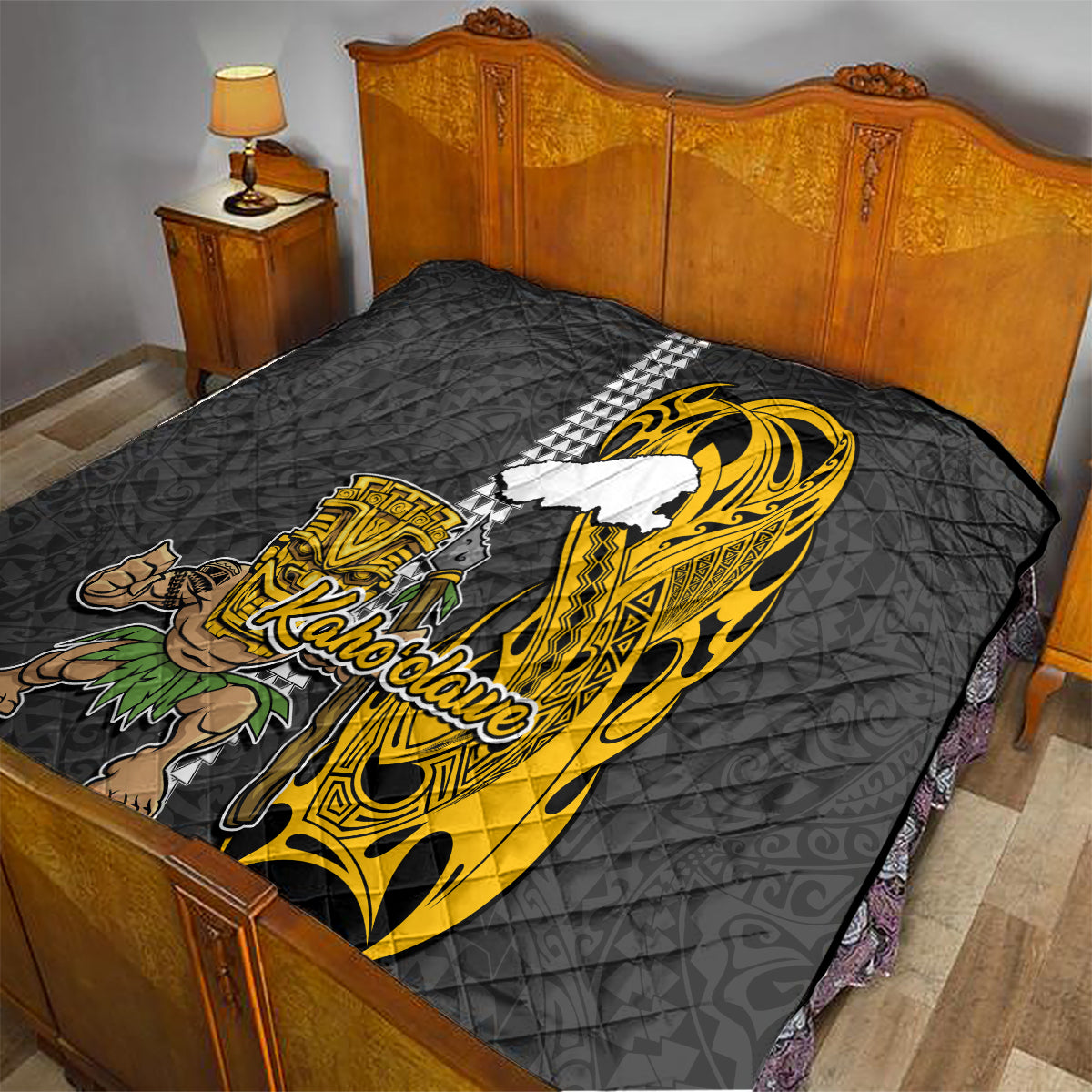 Hawaii Kahoolawe Island Quilt Hawaiian Warrior and Kakau Symbols Abstract Tattoo LT03 - Polynesian Pride