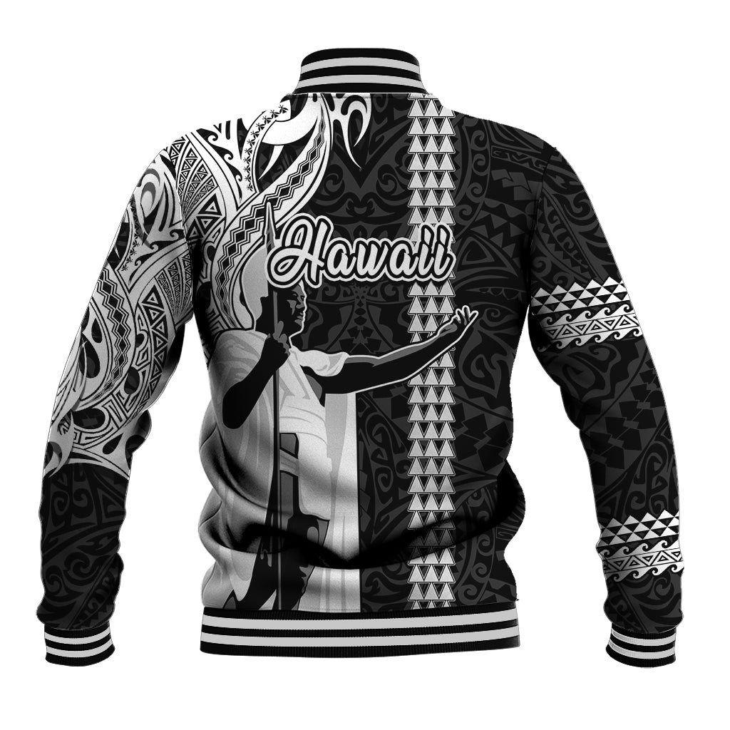 Hawaii Kahoolawe Island Baseball Jacket Hawaiian King and Kakau Symbols Abstract Shoulder Tattoo LT03 - Polynesian Pride