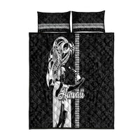 Hawaii Kahoolawe Island Quilt Bed Set Hawaiian King and Kakau Symbols Abstract Shoulder Tattoo LT03 Black - Polynesian Pride