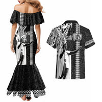 Custom Hawaii Kahoolawe Island Couples Matching Mermaid Dress and Hawaiian Shirt Hawaiian King and Kakau Symbols Abstract Shoulder Tattoo LT03 - Polynesian Pride