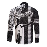 Custom Hawaii Kahoolawe Island Long Sleeve Button Shirt Hawaiian King and Kakau Symbols Abstract Shoulder Tattoo LT03 - Polynesian Pride