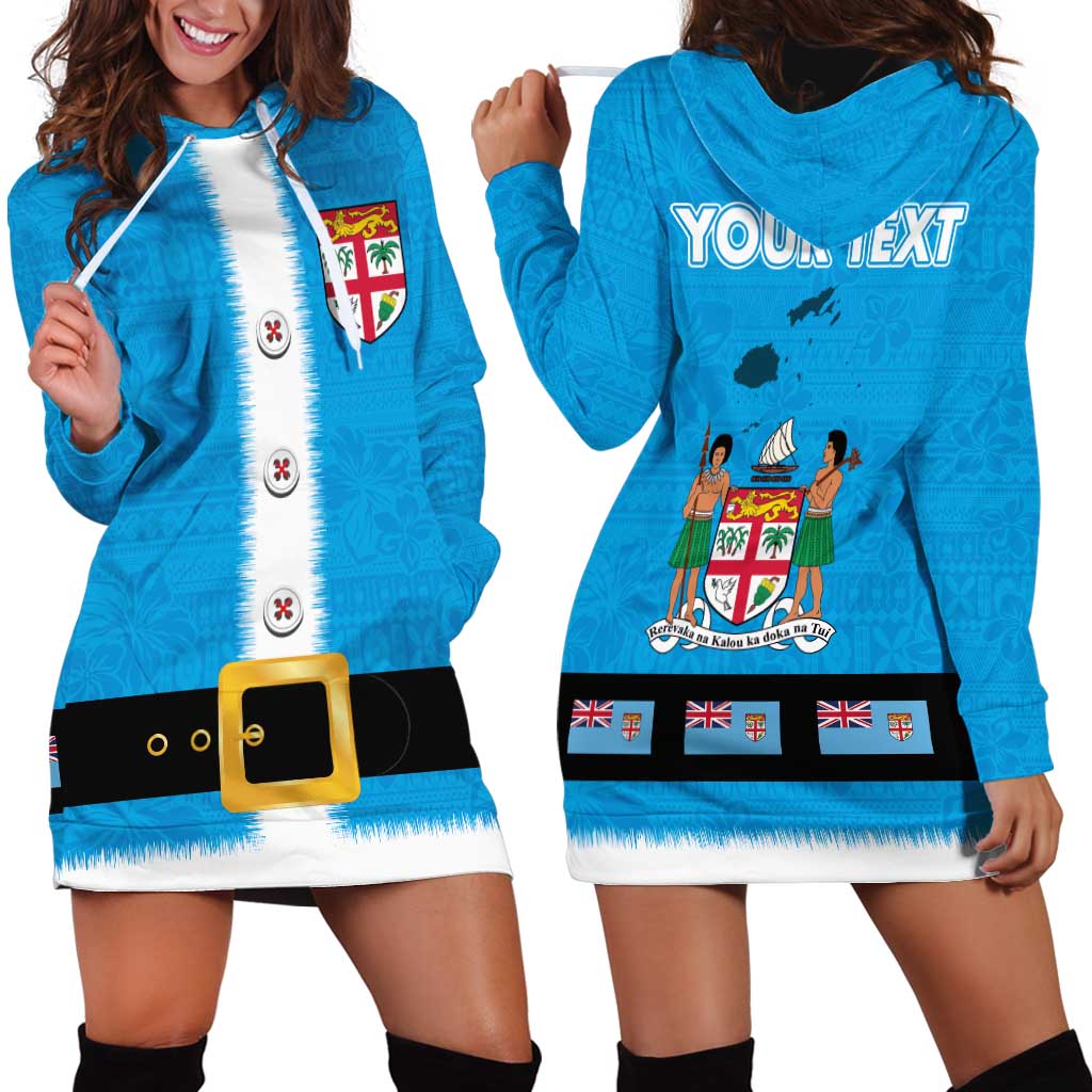 Fiji Merry Christmas Hoodie Dress Santa Suit Style With Tapa Tribal Pattern