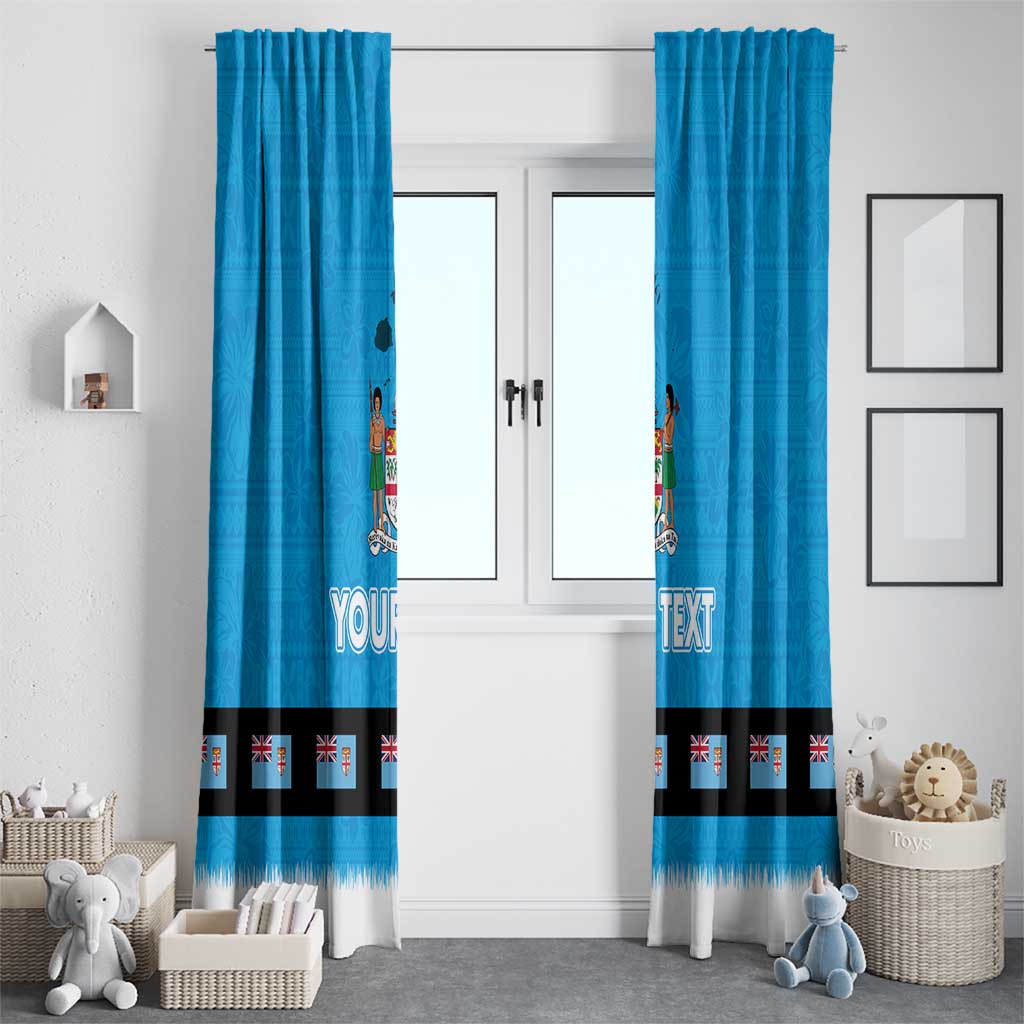 Fiji Merry Christmas Window Curtain Santa Suit Style With Tapa Tribal Pattern