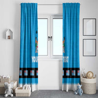 Fiji Merry Christmas Window Curtain Santa Suit Style With Tapa Tribal Pattern