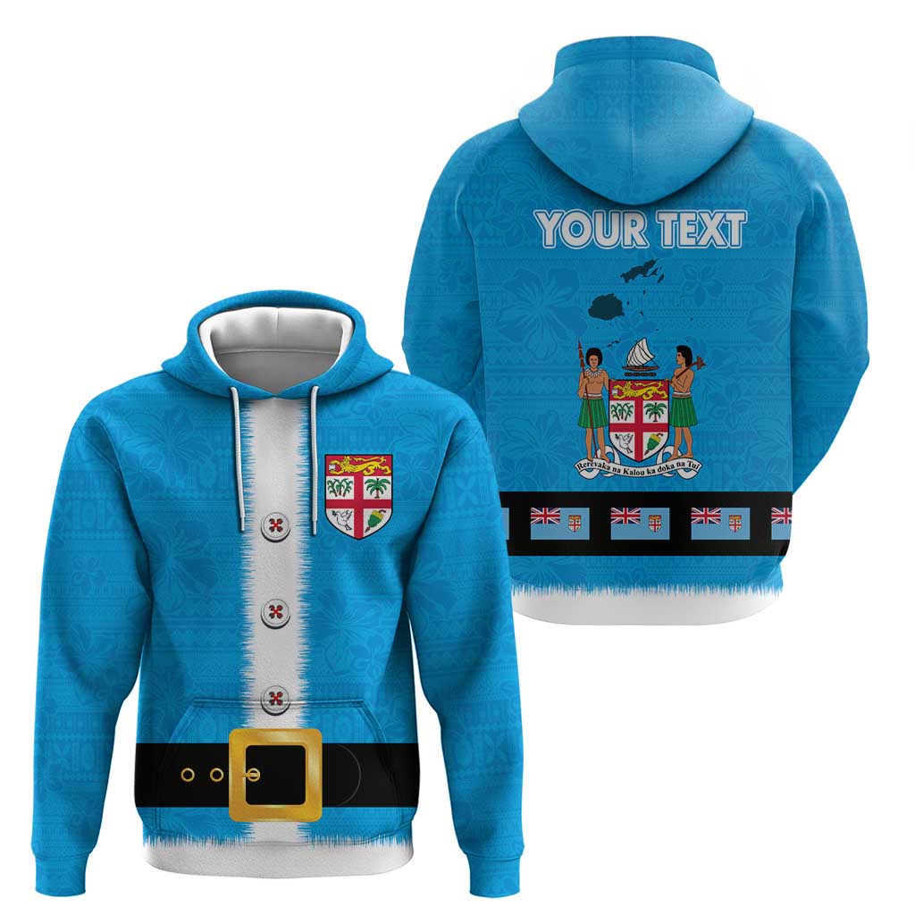 Fiji Merry Christmas Zip Hoodie Santa Suit Style With Tapa Tribal Pattern