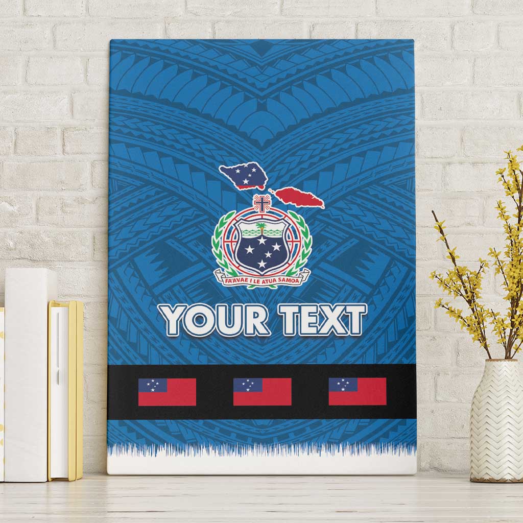 Samoa Merry Christmas Canvas Wall Art Santa Suit Style With Tatau Tattoo Pattern LT03 Without Frame Blue - Polynesian Pride