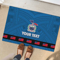 Samoa Merry Christmas Rubber Doormat Santa Suit Style With Tatau Tattoo Pattern