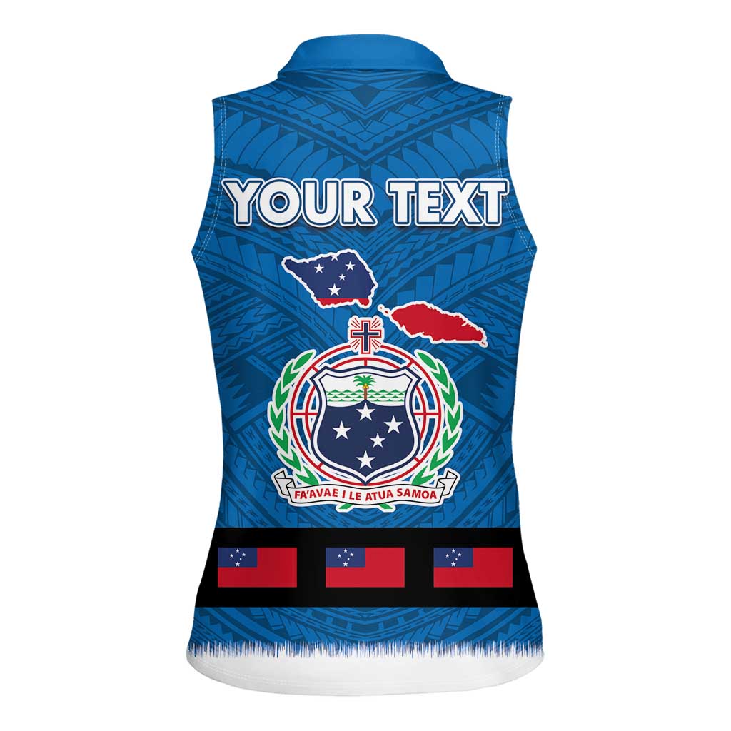 Samoa Merry Christmas Women Sleeveless Polo Shirt Santa Suit Style With Tatau Tattoo Pattern