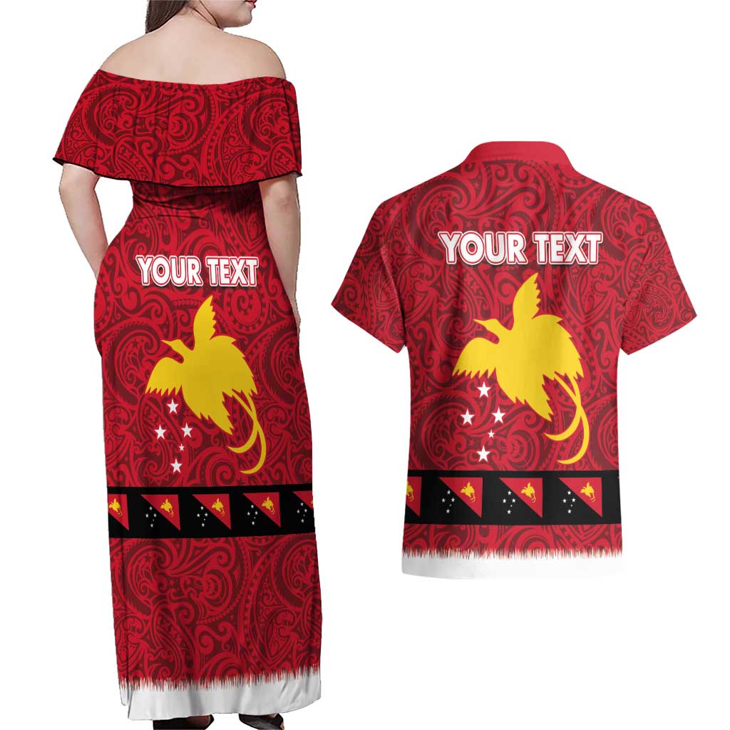 Papua New Guinea Merry Christmas Couples Matching Off Shoulder Maxi Dress and Hawaiian Shirt Santa Suit Style With Melanesian Pattern LT03 - Polynesian Pride