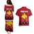 Papua New Guinea Merry Christmas Couples Matching Puletasi and Hawaiian Shirt Santa Suit Style With Melanesian Pattern