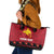 Papua New Guinea Merry Christmas Leather Tote Bag Santa Suit Style With Melanesian Pattern