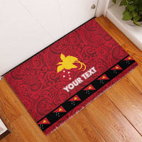 Papua New Guinea Merry Christmas Rubber Doormat Santa Suit Style With Melanesian Pattern