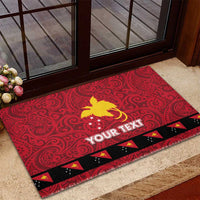 Papua New Guinea Merry Christmas Rubber Doormat Santa Suit Style With Melanesian Pattern