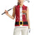 Papua New Guinea Merry Christmas Women Sleeveless Polo Shirt Santa Suit Style With Melanesian Pattern