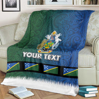 Solomon Islands Merry Christmas Blanket Santa Suit Style With Melanesian Pattern