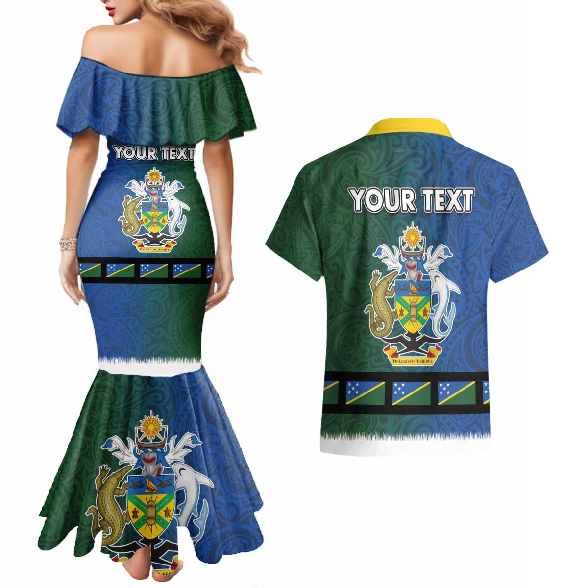 Solomon Islands Merry Christmas Couples Matching Mermaid Dress and Hawaiian Shirt Santa Suit Style With Melanesian Pattern LT03 - Polynesian Pride