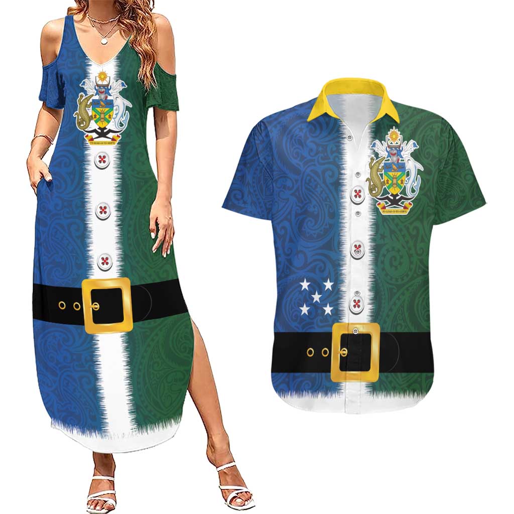 Solomon Islands Merry Christmas Couples Matching Summer Maxi Dress and Hawaiian Shirt Santa Suit Style With Melanesian Pattern