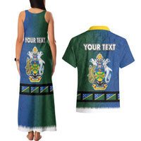 Solomon Islands Merry Christmas Couples Matching Tank Maxi Dress and Hawaiian Shirt Santa Suit Style With Melanesian Pattern LT03 - Polynesian Pride