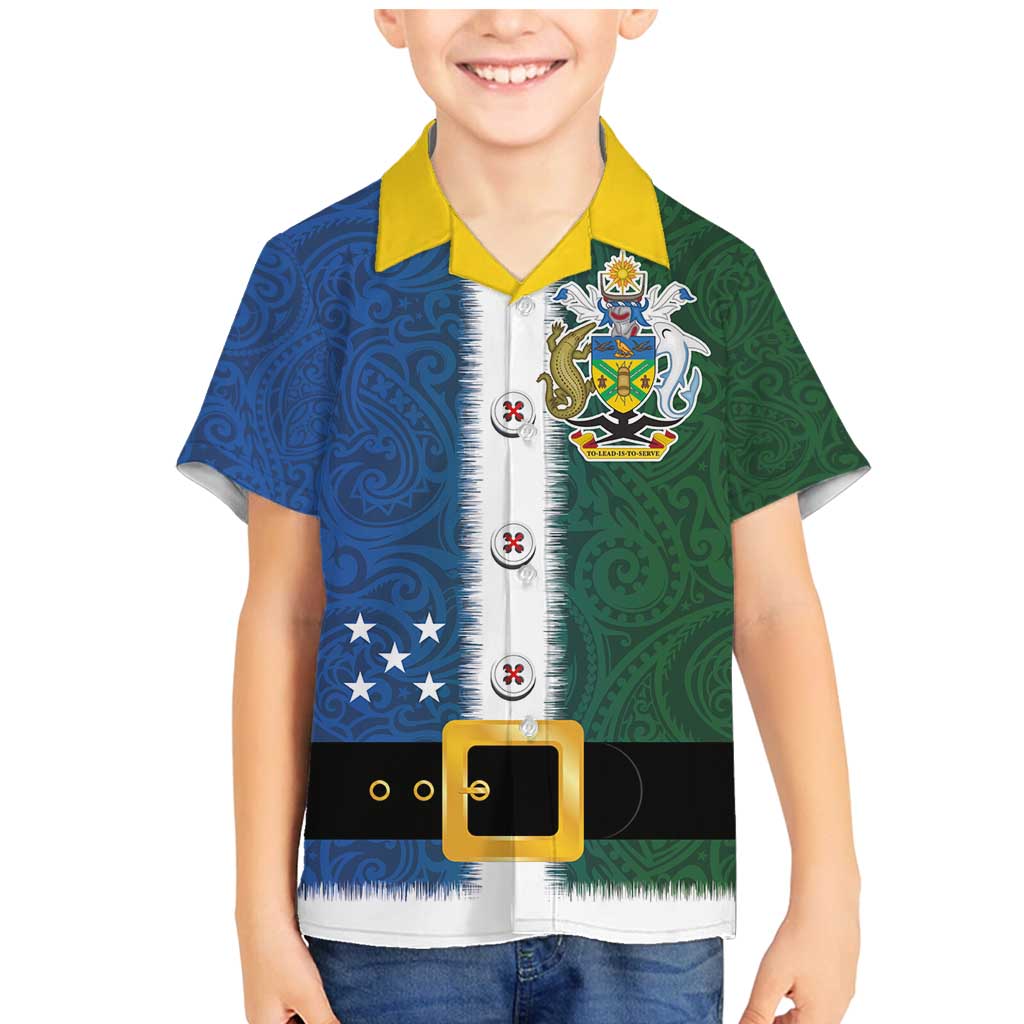 Solomon Islands Merry Christmas Family Matching Mermaid Dress and Hawaiian Shirt Santa Suit Style With Melanesian Pattern LT03 Son's Shirt Green - Polynesian Pride