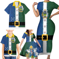 Solomon Islands Merry Christmas Family Matching Short Sleeve Bodycon Dress and Hawaiian Shirt Santa Suit Style With Melanesian Pattern LT03 - Polynesian Pride