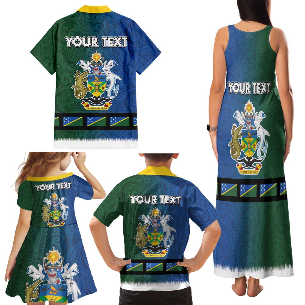 Solomon Islands Merry Christmas Family Matching Tank Maxi Dress and Hawaiian Shirt Santa Suit Style With Melanesian Pattern LT03 - Polynesian Pride