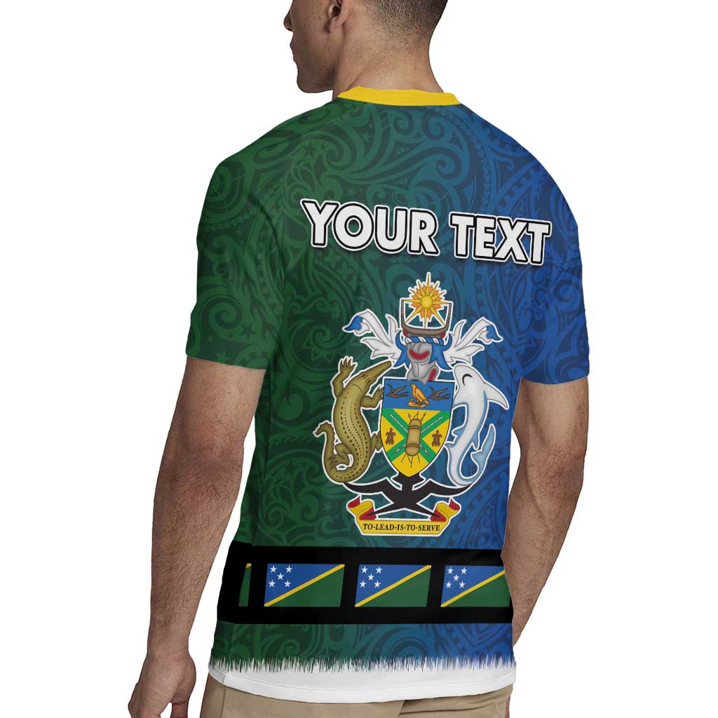 Solomon Islands Merry Christmas Rugby Jersey Santa Suit Style With Melanesian Pattern